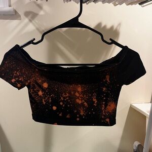 ASOS Black and Orange Splatter Crop Top Size XS